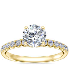 Mini Micropavé Diamond Engagement Ring in 18k Yellow Gold